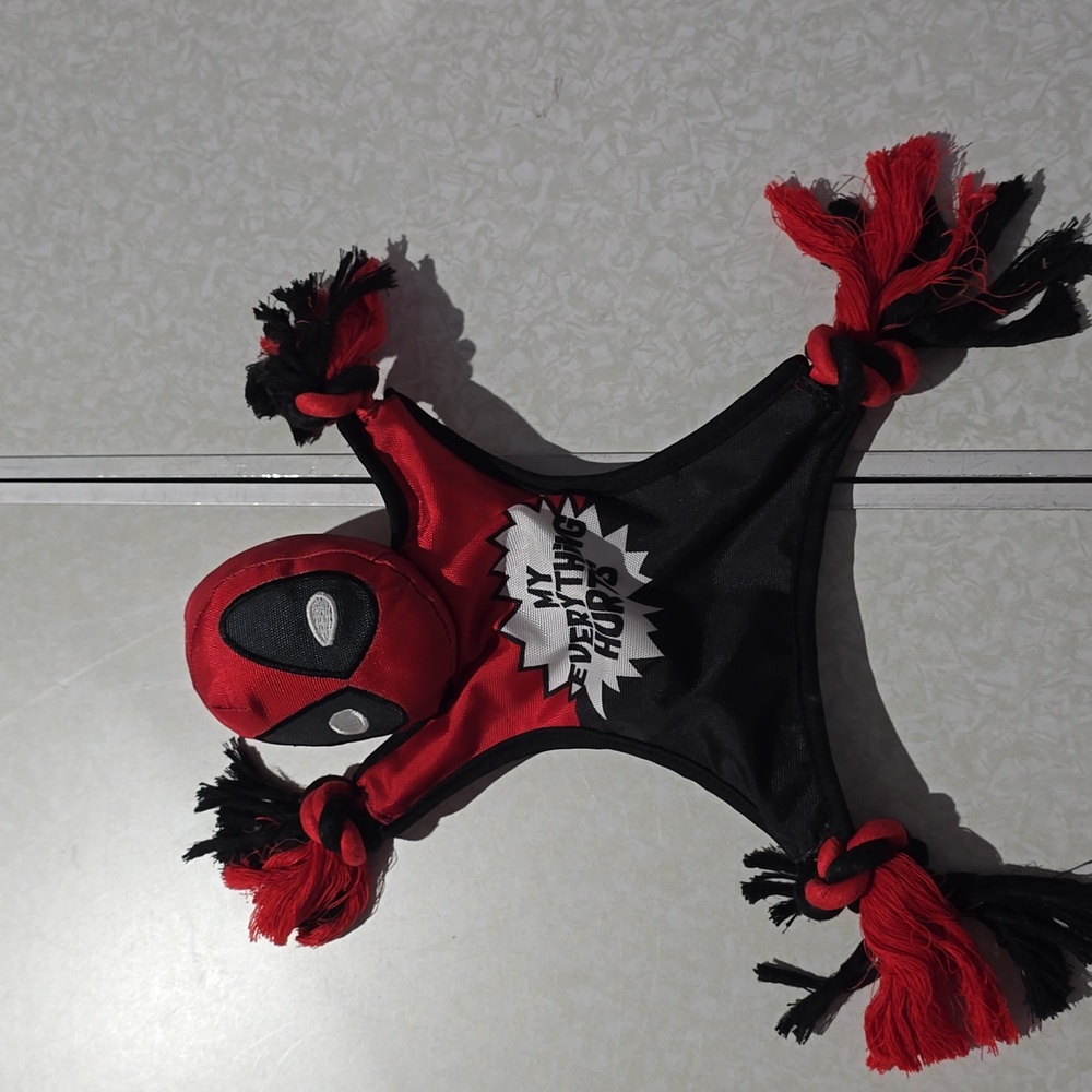 Marvel Deadpool Red and Black Dog Toy With Rope Knots